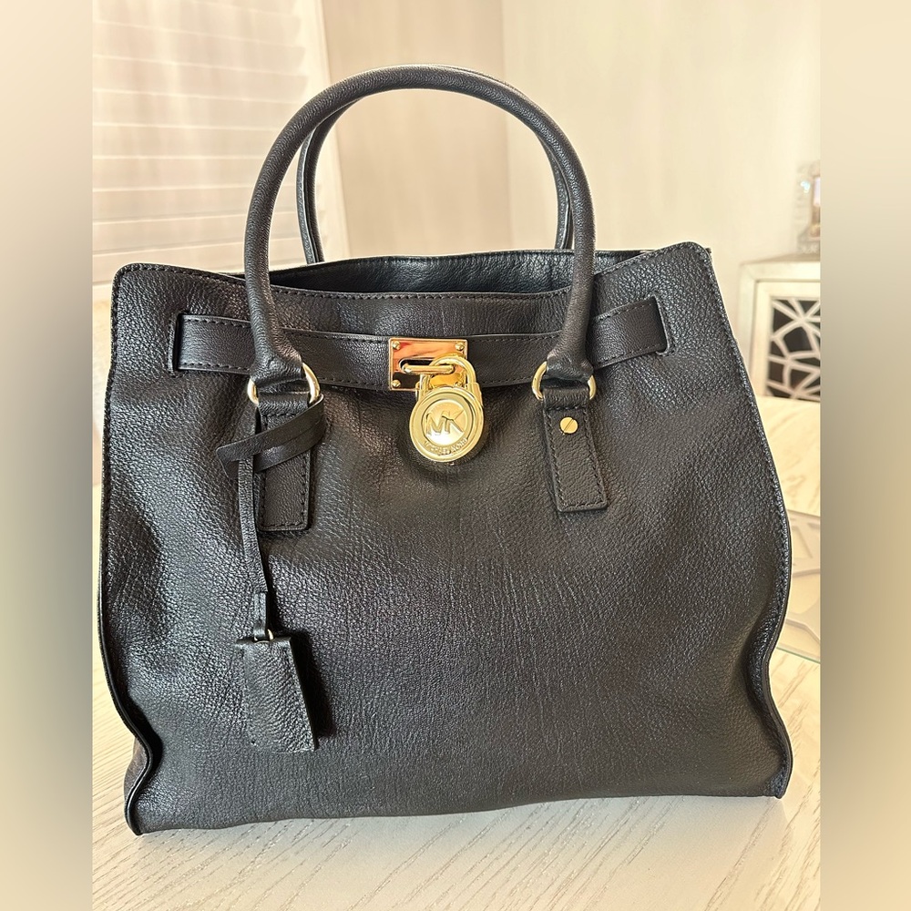 Michael Kors Hamilton Large in Black with Gold Hardware